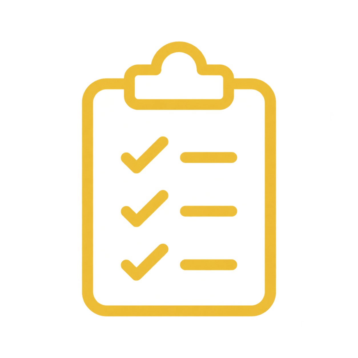 Sárga felhő és checklist ikon, három pipával és két vízszintes jelölő sávval, fekete háttéren.